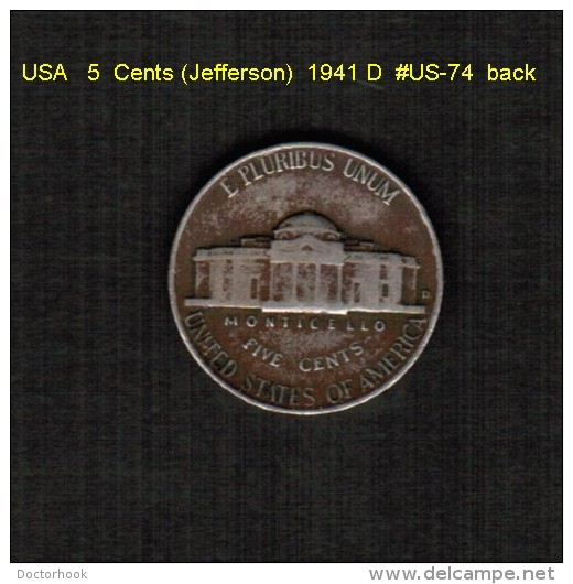 U.S.A.   5  CENTS  (JEFFERSON)  1941 D  (KM # 192) (US-74) - 1938-…: Jefferson