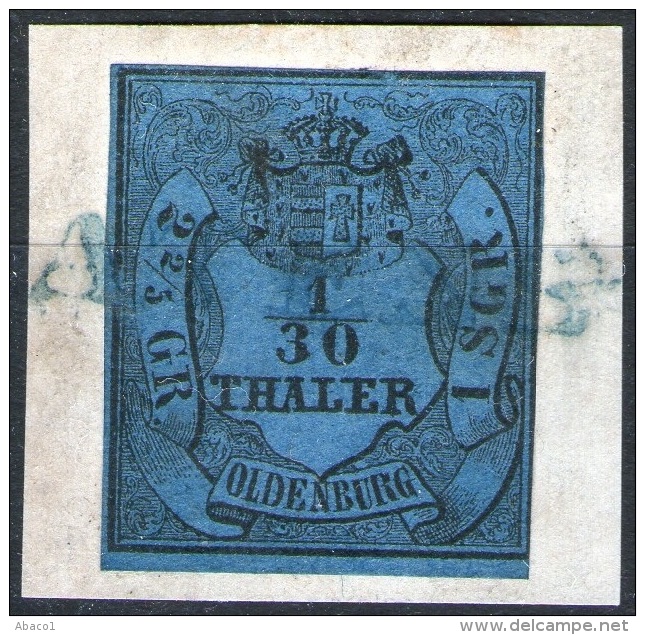 Voller Einzeiler Atens Auf 1/30 Thaler Blau - Oldenburg Nr. 2 III - Briefstück - Pracht - Oldenburg