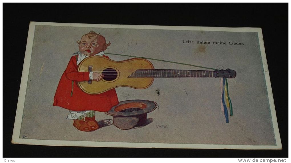 Ansichtskarte Kind Mit Gitarre Künstler WAC  Um 1912  #AK5272 - Humorvolle Karten