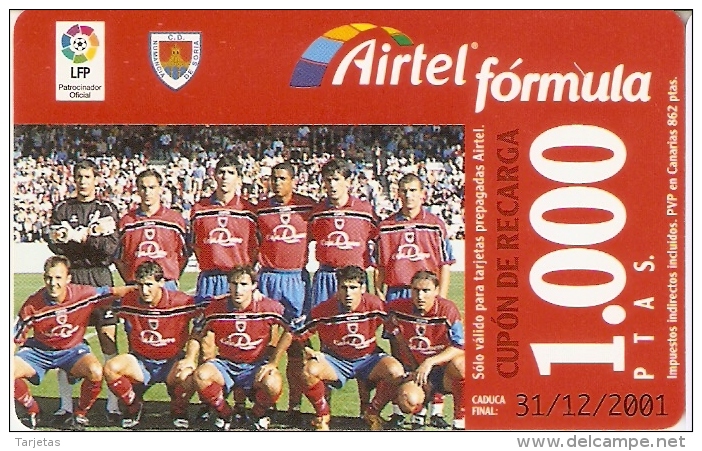 TARJETA DE AIRTEL DEL EQUIPO DE FUTBOL NUMANCIA 1000 PTAS (FOOTBALL) - Airtel