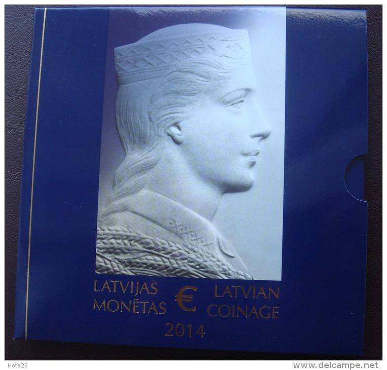 Latvia Lettland Official Coin Set All Coins 2014 Year 1 Cent - 2 Euro In Box BU - Latvia