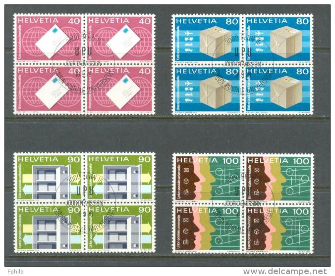 1976 SWITZERLAND U.P.U. BLOCK OF 4 MICHEL: UPU10-13 MNH ** CTO - Unused Stamps