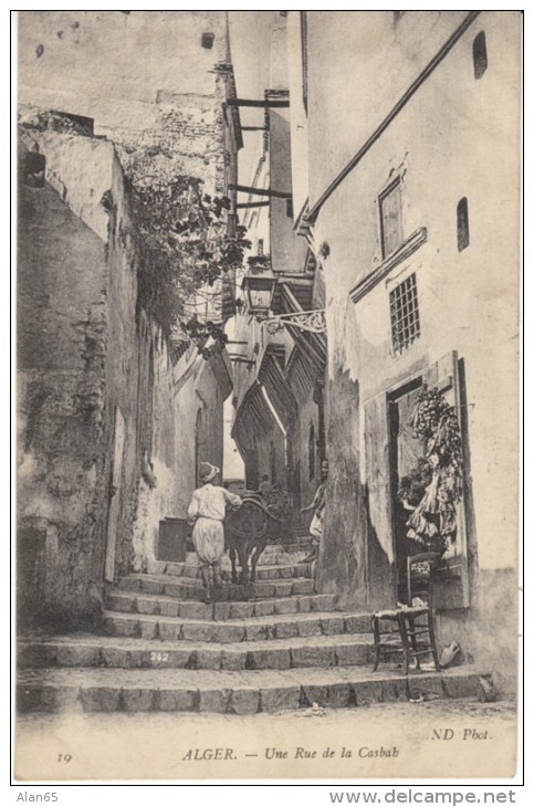 Algiers Algeria, Rue Du Casbah Narrow Street Scene, C1900s/10s Vintage Postcard - Algeri