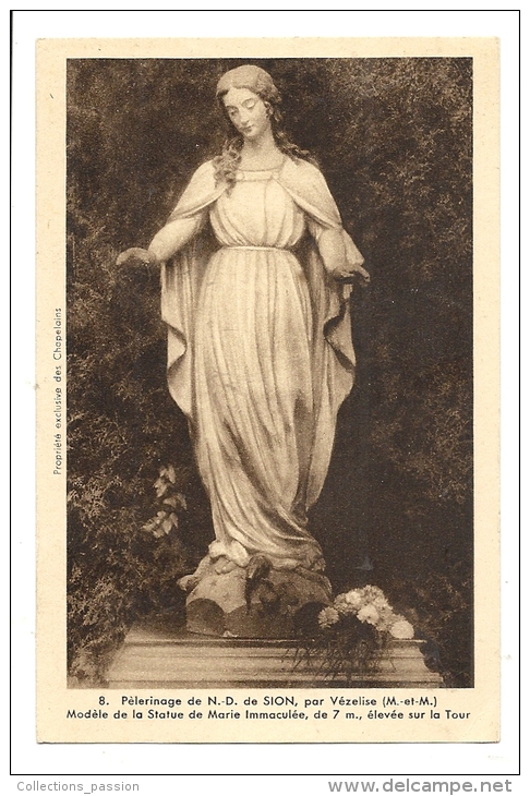 Cp, Sculpture, Pèlerinage De N.D. De Sion, Modèle De La Statue De Marie Immaculée - Sculptures