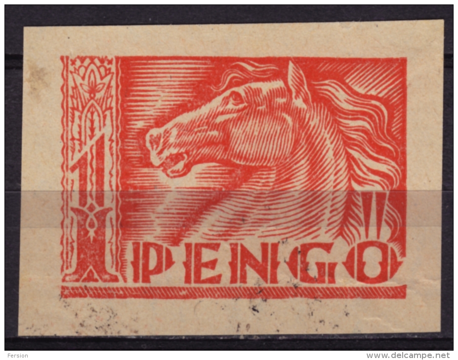 1930´s Hungary - REVENUE STAMP / Animal HORSE Passport CUT  1 P - Used - Fiscale Zegels