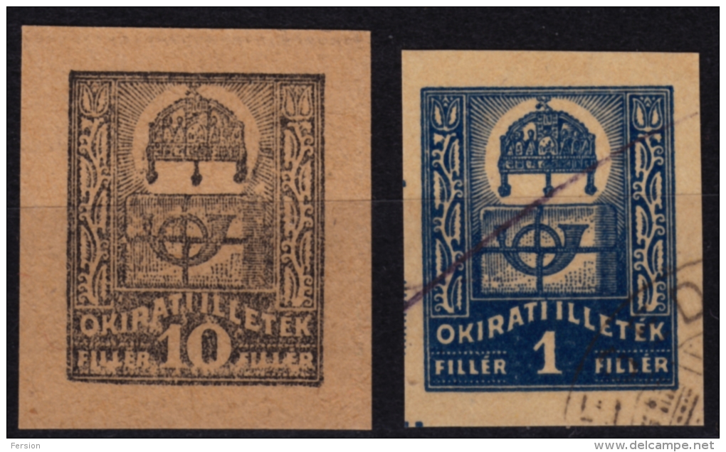 1930´s Hungary - Stamped STATIONERY Cut PAIR - Fiscales