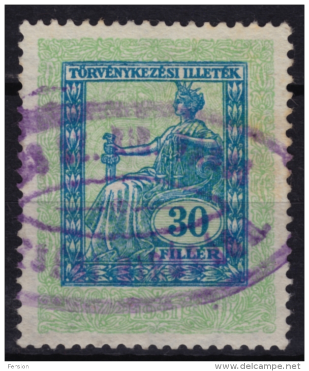 1931 Hungary - Judaical Tax - Revenue Stamp - 30 Fill - Used - Fiscale Zegels