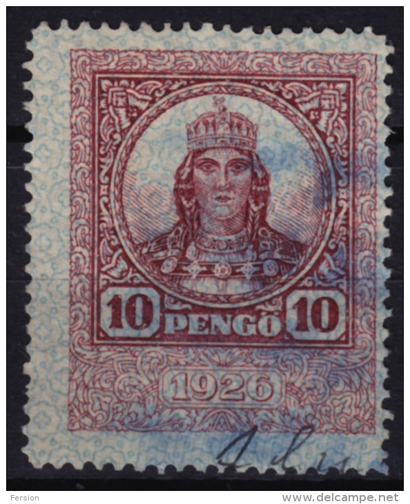 1926 Hungary - Revenue Stamp - 10 P - Used - Fiscales