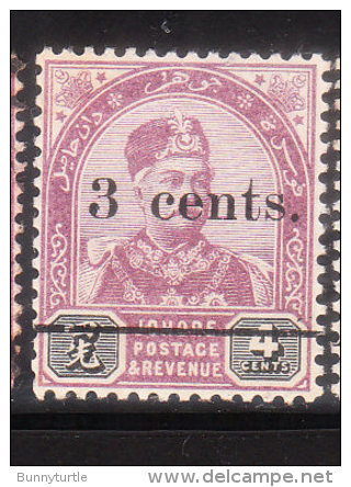 Malaya Johore 1894 Sultan Abubaker 3c On 4c Mint - Johore