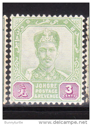 Malaya Johore 1896-99 Sultan Ibrahim 3c Mint Fault - Johore