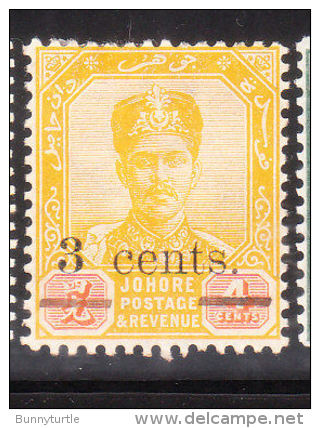 Malaya Johore 1903 Sultan Ibrahim 3c On 4c Used - Johore