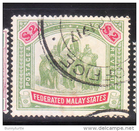 Malaya Federated Malay States Elephants &amp; Howdah $2 Used - Federated Malay States