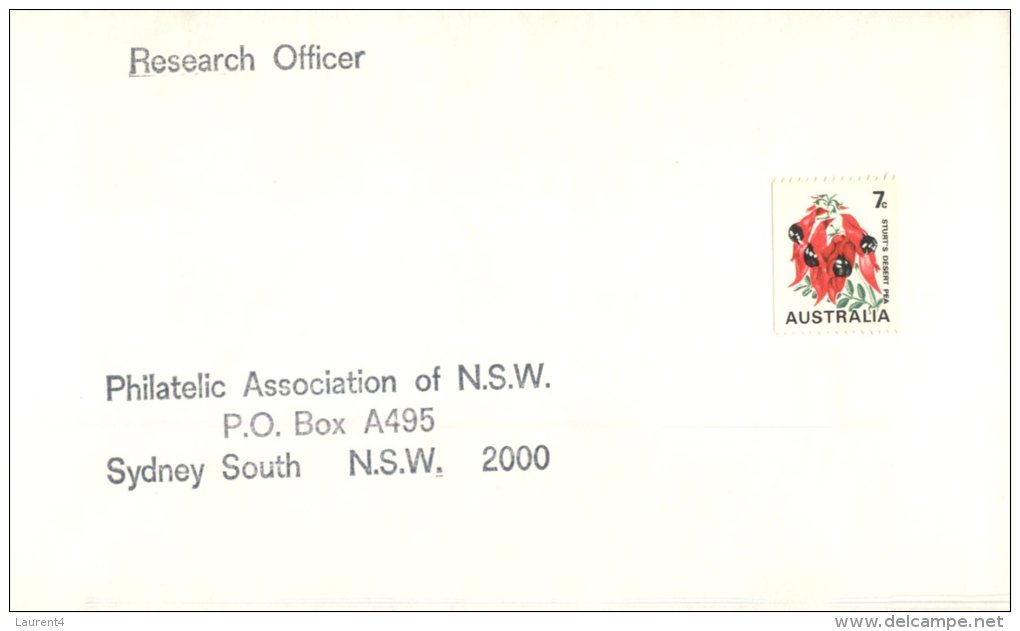 (117) Australian Cover Posted (no Postmark) To Research Officer, Philatelic Association (1970´s) - Storia Postale