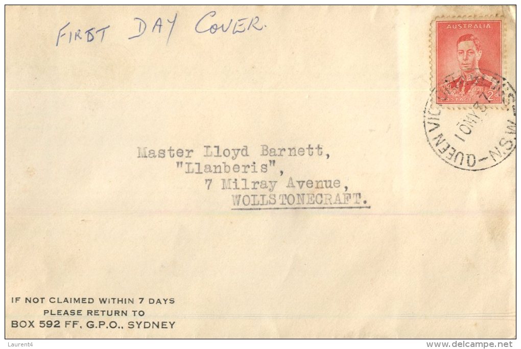 (117) Australian FDC Cover Posted 1937 - King Portrait - Covers & Documents