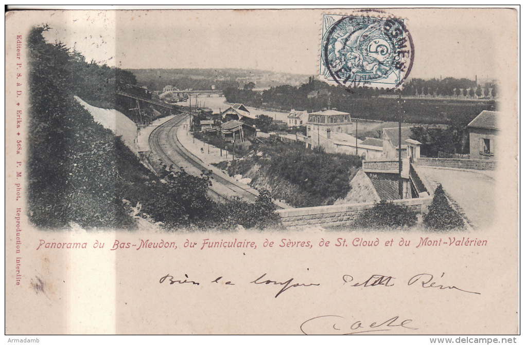 CPA. - Panorama Du Bas-MEUDON, Funiculaire, De Sèvres, De St-Cloud Et Du Mont-Valérien - Meudon