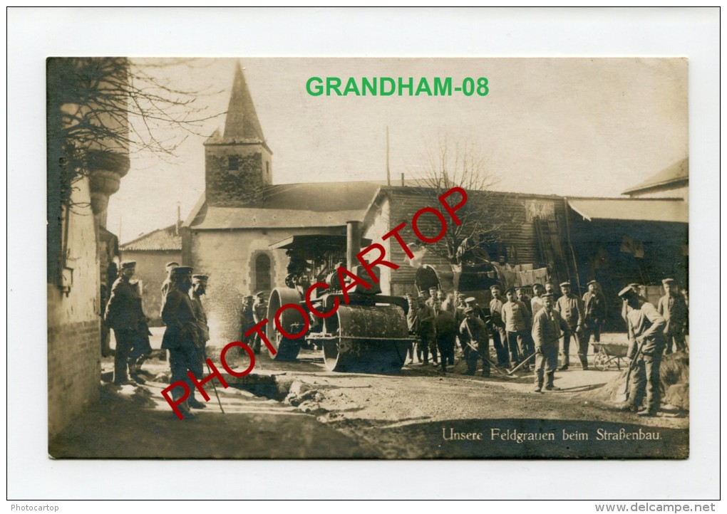 GRANDHAM-Rouleau-Cylindre-Route-Travail-Soldats-Carte Photo Allemande-Guerre14-18-1WK-France-08-Feldpost- - Autres & Non Classés