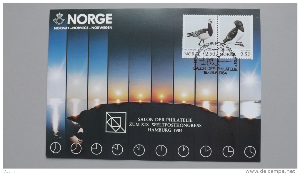 Norwegen 883/4 Yt 1031/4 Maximumkarte MK/MC, SST HAMBURG 1984, Vögel - Maximum Cards & Covers