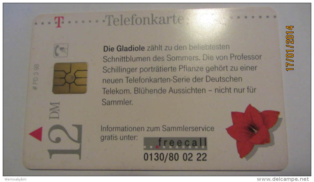 Telefonkarte Der Deutschen Telekom "Gladiole-blühende Aussicht" 12 DM, 3/98, Gezeichnet Von Professor Heinz Schillinger - P & PD-Series: Schalterkarten Der Dt. Telekom