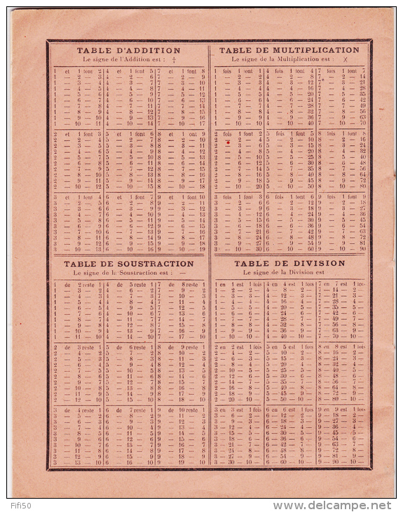 CAHIER ARCHIMEDE Gros Carreaux  Non écrit   4 Em De Couverture Tables Des 4 Opérations - Andere & Zonder Classificatie