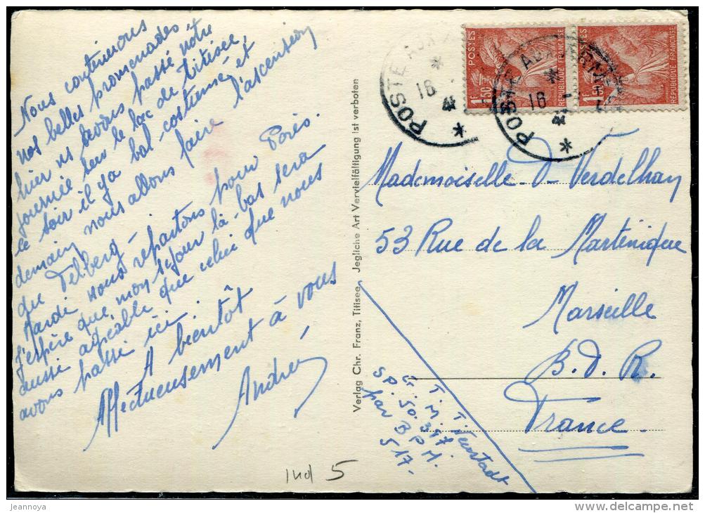 FRANCE - IRIS - N° 652 (2) / CP, OBL. POSTE AUX ARMÉES LE 16/1/1948, POUR MARSEILLE - B - 1939-44 Iris