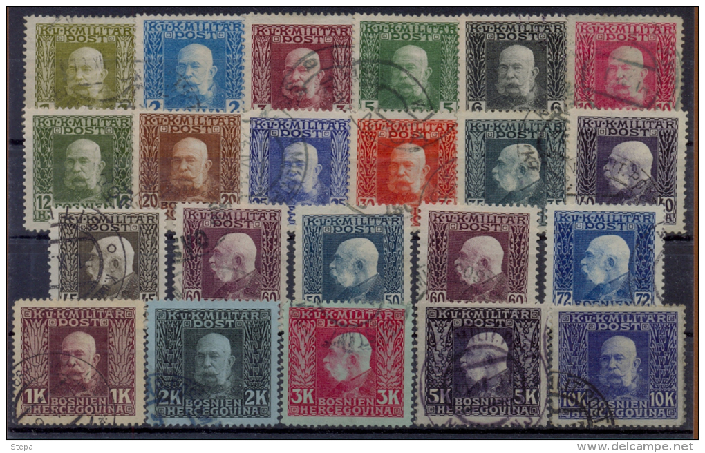 BOSNIA-AUSTRIA, FRANZ COMPLETE CANCELLED SET  1912 RARE!!! - Used Stamps