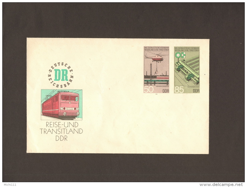 DDR Ganzsache M.Sonderwertstempel Sozialistisches Eisenbahnwesen 1985 Ungebraucht Mi.Nr.U 3 - Enveloppes - Neuves