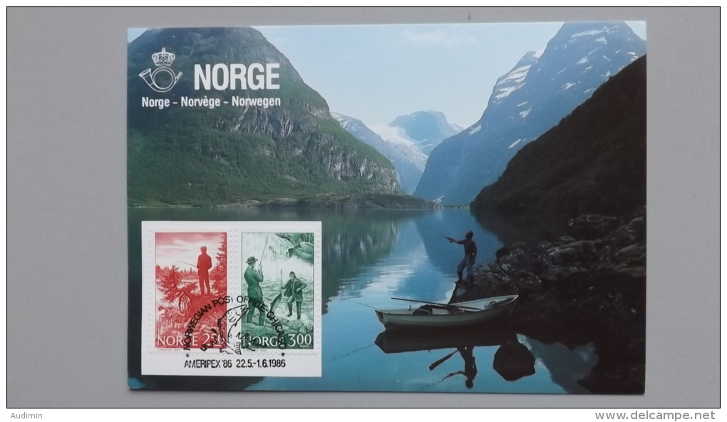 Norwegen 899/0 Yt 855/6 Maximumkarte MK/MC, SST AMERIPEX 1986, Sportfischen - Maximum Cards & Covers