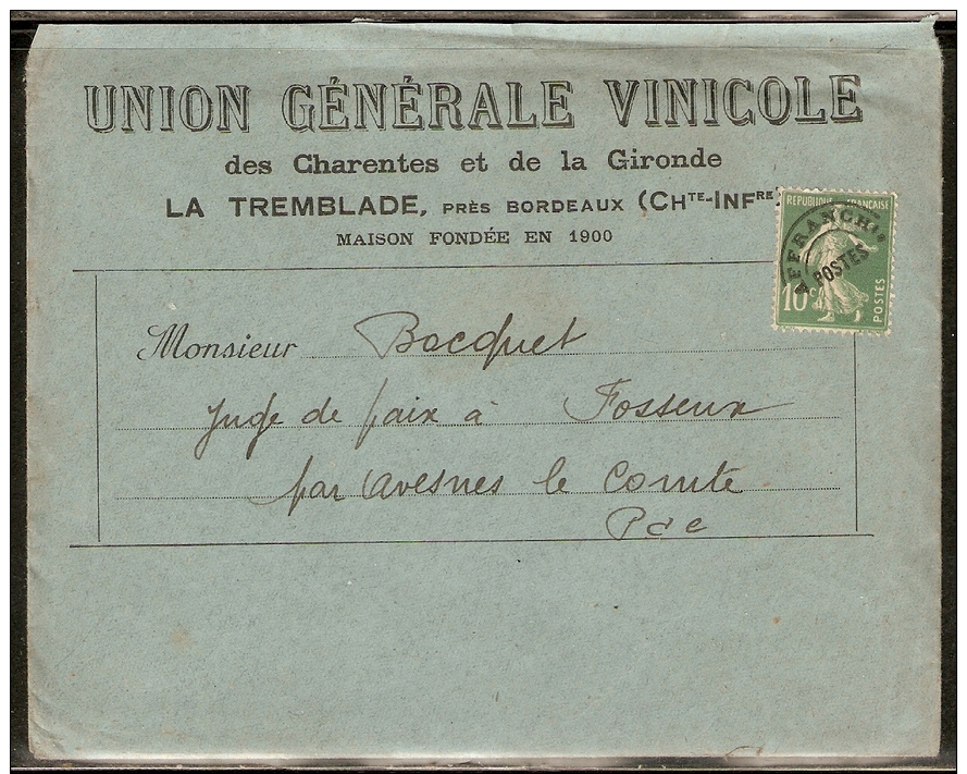 Préoblitéré N° 51 Sur Lettre De La Tremblade Avec Tarif Des Vins De 1928 TB - 1921-1960: Periodo Moderno