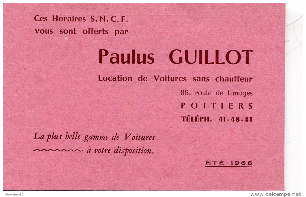 HORAIRES SNCF   PUBLICITÉ   PAULUS GUILLOT  POITIERS   HUIT FEUILLETS DESTINATIONS - Europa