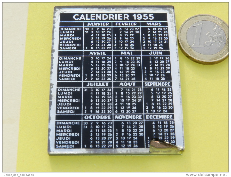 PETIT CALENDRIER MIROIR DE POCHE Année 1955 - Equipement