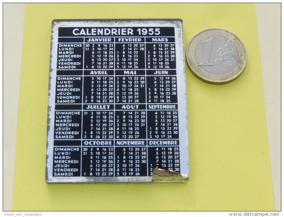 PETIT CALENDRIER MIROIR DE POCHE Année 1955 - Equipement