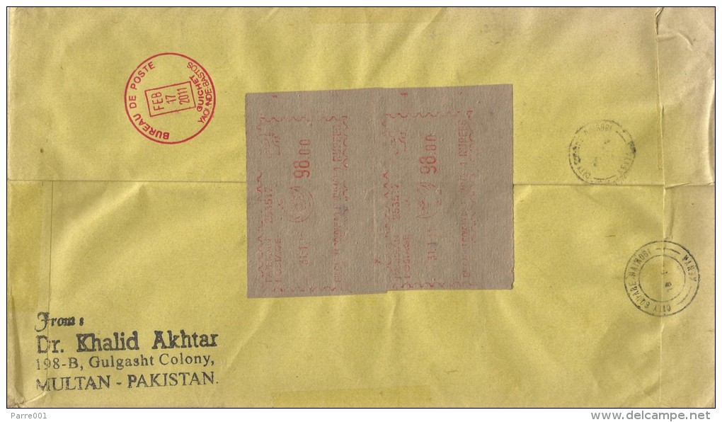 Pakistan 2011 Gulgasth Colony Multan Meter Franking Barcoded Registered Cover - Pakistan