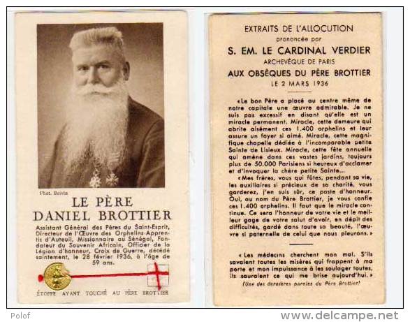 Le Père Daniel Brottier - Photo Avec étoffe Ayant Touché Au Père Brottier  (63193) - Images Religieuses