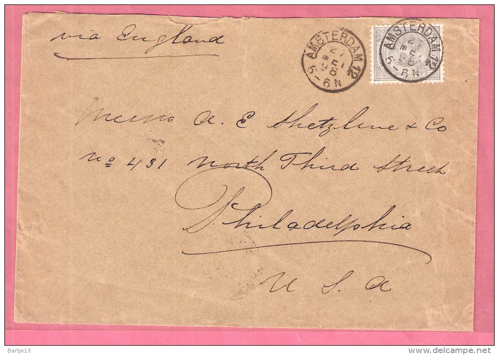 OMSLAG PWS AMSTERDAM > ENGELAND > PHILADELPHIA USA 21.5.1898 - Lettres & Documents