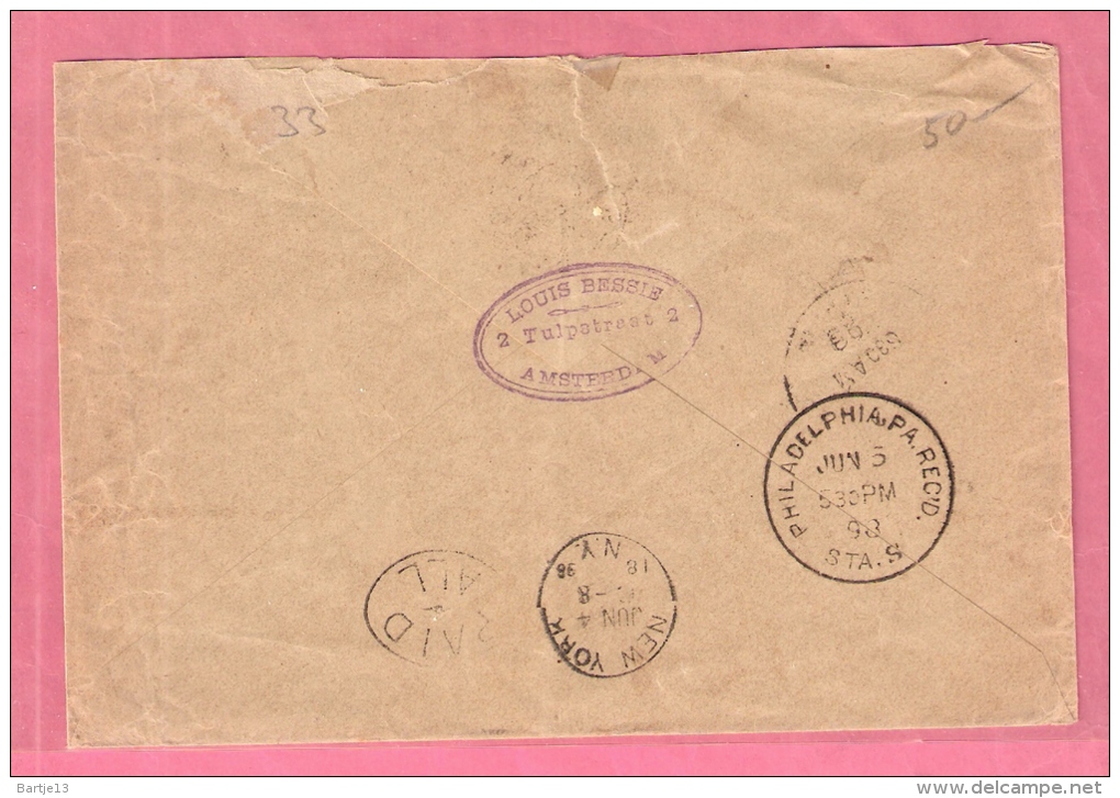 OMSLAG PWS AMSTERDAM > ENGELAND > PHILADELPHIA USA 21.5.1898 - Lettres & Documents
