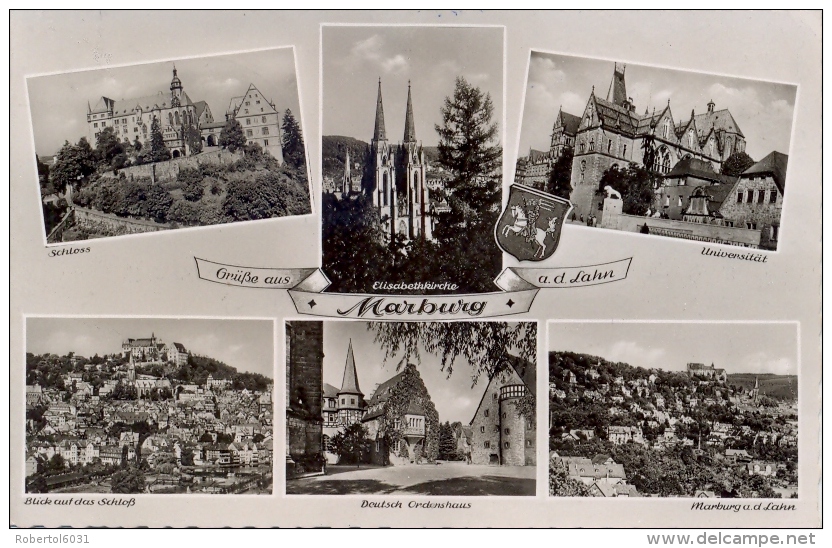 Germany BRD Picture Postcard Marburg Posted 1955 From Alsfeld With Picture Cancel - Marburg