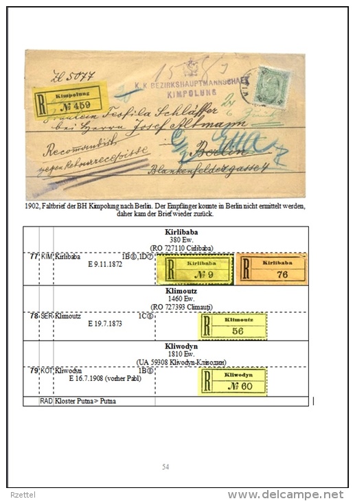 Rekozettel Und Einschreibebelege Der Bukowina 1886 Bis 1918 - Philatelie Und Postgeschichte