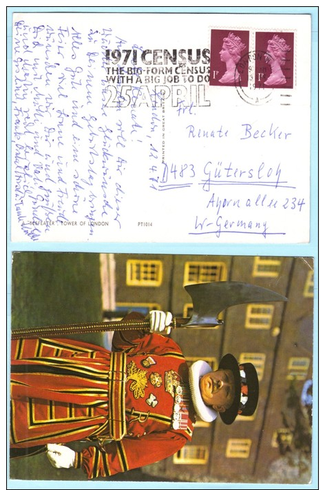 GB UK -  AK Postcard Brief Cover Lettre - Queen SST Slogan Census 1971 (26654) - Briefe U. Dokumente