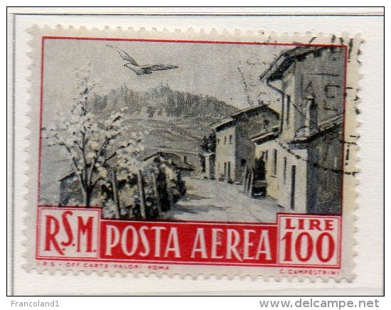 1950 San Marino Vedute A89 - 100 Lire Centrato Timbrato Used - Corréo Aéreo
