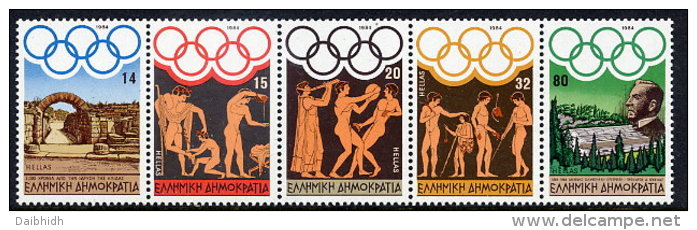 GREECE 1984 Los Angeles Olympic Games Strip Of 5 MNH / **.  Michel 1557-61 - Ongebruikt