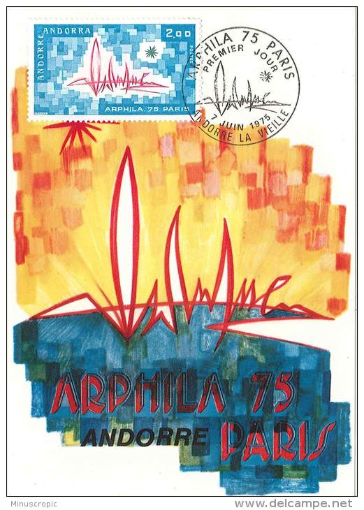 CM Andorre - 1975 - Arphila Paris - Maximumkaarten