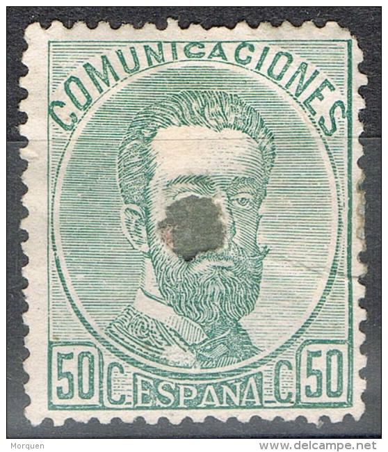 Sello 50 Cts Amadeo 1872, Perforado Telegrafos,  Num 126 T º - Usados