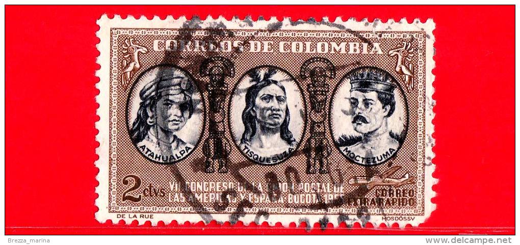 COLOMBIA - Usato -  1955 - Unione Postale Delle Americhe E Spagna - Atahualpa, Tisquesuza, Montezuma - 2 P.a - Colombia