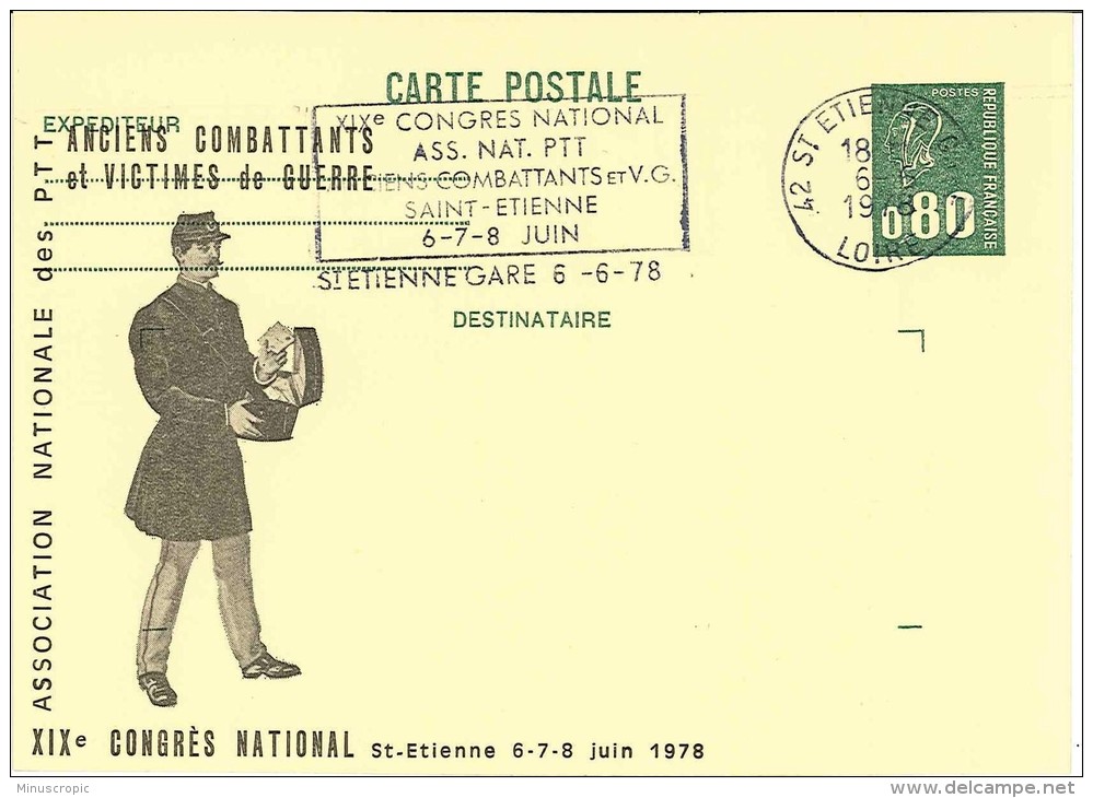 Anciens Combattants Et Victimes De Guerre - Saint Etienne - 1978 - Overprinter Postcards (before 1995)