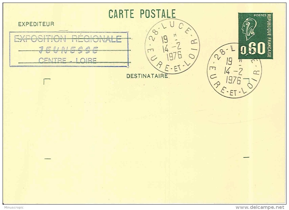 Exposition Régionale Jeunesse - Lucé - 1977 - Cartes Postales Repiquages (avant 1995)