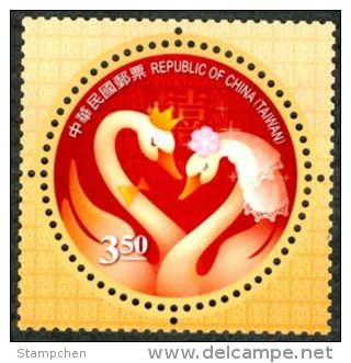 NT$3.50 2013 Congratulations Stamp Chinese Wedding Swan Circular Crown Stamp Unusual - Swans