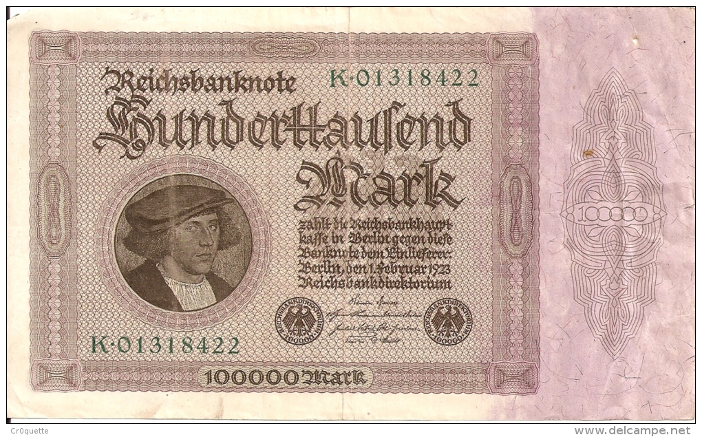 LOT DE 4 BILLETS MARK ALLEMANDS (100, 100,5000, 100000) - Colecciones