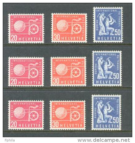 1960 SWITZERLAND I.L.O. 3x Sets MICHEL: ILO 100-102 MNH ** - ILO