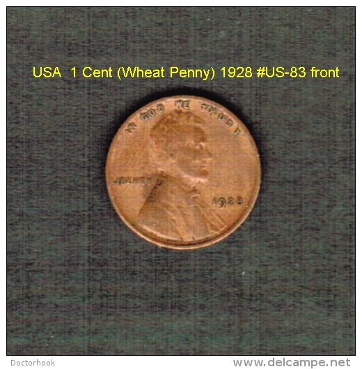 U.S.A.   1  CENT (WHEAT PENNY)  1928  (KM # 132) (US-83) - 1909-1958: Lincoln, Wheat Ears Reverse