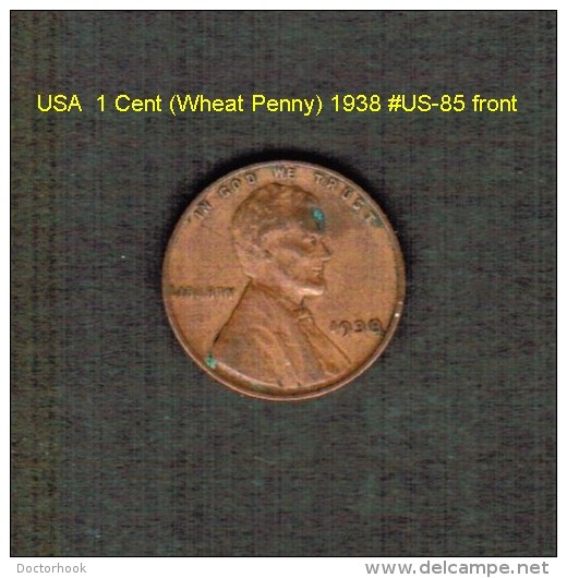 U.S.A.   1  CENT (WHEAT PENNY)  1938  (KM # 132) (US-85) - 1909-1958: Lincoln, Wheat Ears Reverse